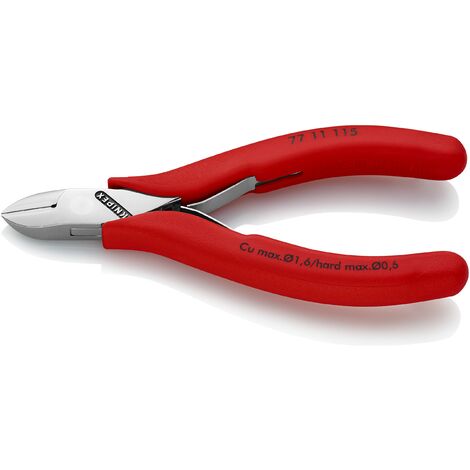 KNIPEX 77 11 115 Tronchese laterale per elettronica con cerniera passante rivestiti in resina sintetica antiscivolo 115 mm
