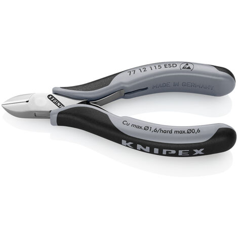 KNIPEX 77 12 115 ESDSB Elektronik-Seitenschneider ESD mit durchgestecktem Gelenk mit Mehrkomponenten-Hüllen 115 mm