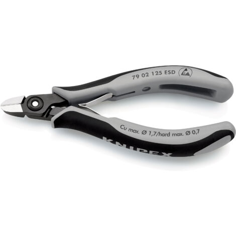 KNIPEX 79 02 125 ESDSB Präzisions-Elektronik-Seitenschneider ESD mit Mehrkomponenten-Hüllen brüniert 125 mm