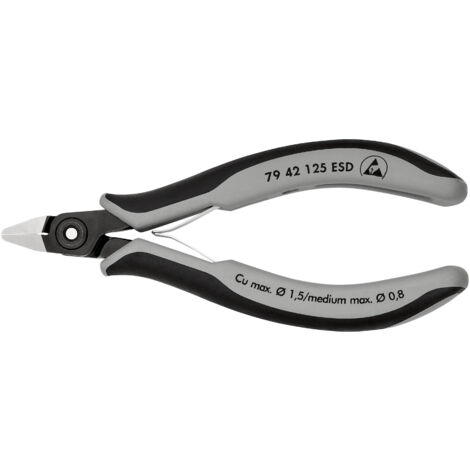 KNIPEX 79 42 125 Tronchese laterale di precisione per elettronica con manici multicomponente brunita 125 mm