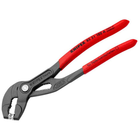 KNIPEX 85 51 180 A SB Spring Hose Clamp Pliers with non-slip plastic coating grey atramentized 180 mm