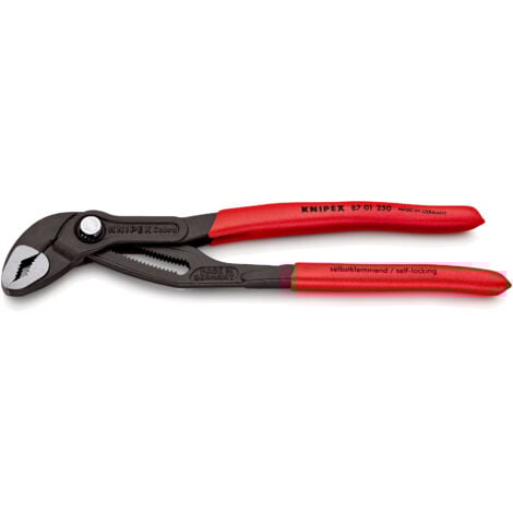 KNIPEX 87 01 250 SB Cobra® High-Tech Water Pump Pliers with non-slip plastic coating grey atramentized 250 mm
