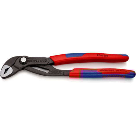 KNIPEX 02 250 Cobra® Hightech-Wasserpumpenzange mit schlanken Mehrkomponenten-Hüllen grau atramentiert 250 mm
