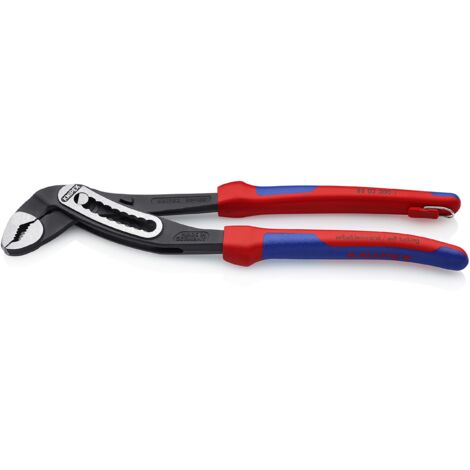 KNIPEX 88 02 300 T Alligator® Pinza regolabile per tubi e dadi rivestiti in materiale bicomponente, con anello di fissaggio incorporato per agganciare una protezione anticaduta atramentata nera 300 mm