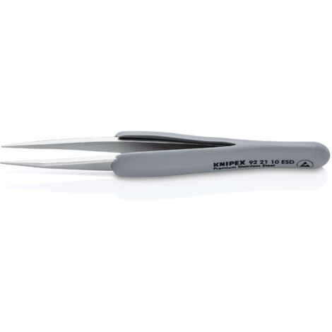 KNIPEX 92 21 10 ESD Pinzetta di precisione con impugnatura in gomma ESD 123 mm