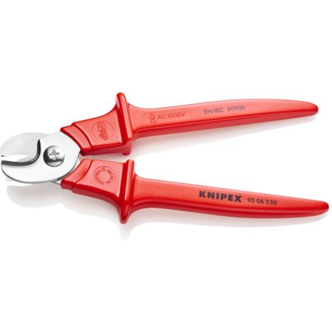 Coupe-câbles, tête polie, poignées à gaine en plastique., Long. : 165 mm, Ø de la capacité de coupe 10 mm, Section du conducteur 24 mm²