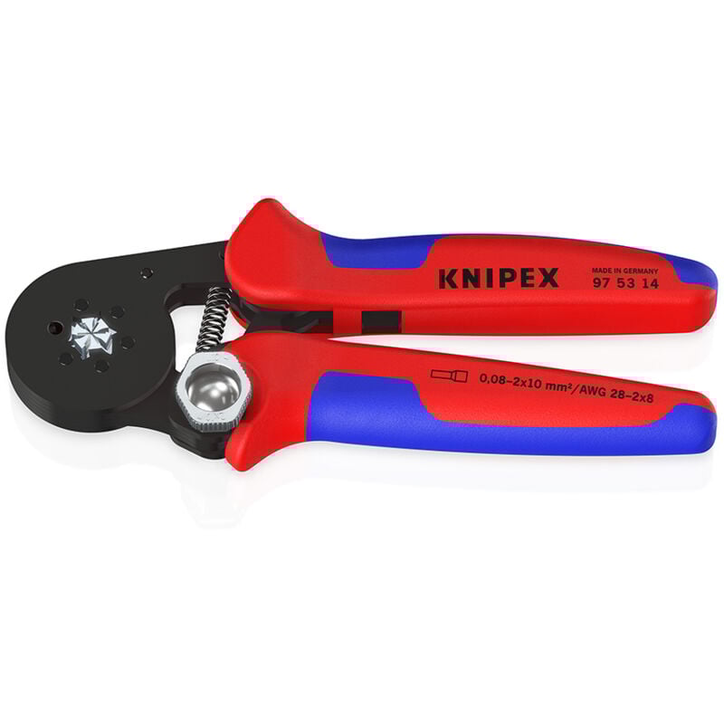Knipex - 97 53 14 sb Pince à sertir auto-ajustable pour embouts de câble avec accès latéral avec gaines bi-matière brunie 180 mm (carte LS/blister)