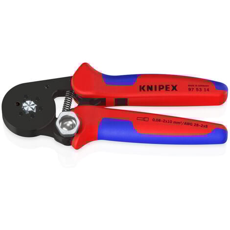KNIPEX 97 53 14 SB Selbsteinstellende Crimpzange für Aderendhülsen mit Seiteneinführung mit Mehrkomponenten-Hüllen brüniert 180 mm