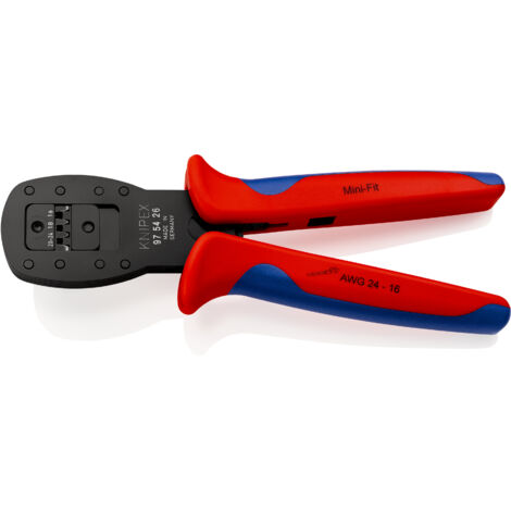KNIPEX 97 54 26 Crimpadora para mini-conectores crimpado en paralelo para crimpar terminales de la serie Mini-Fit® de Molex LLC con mangos multicomponentes Barnizados 190 mm