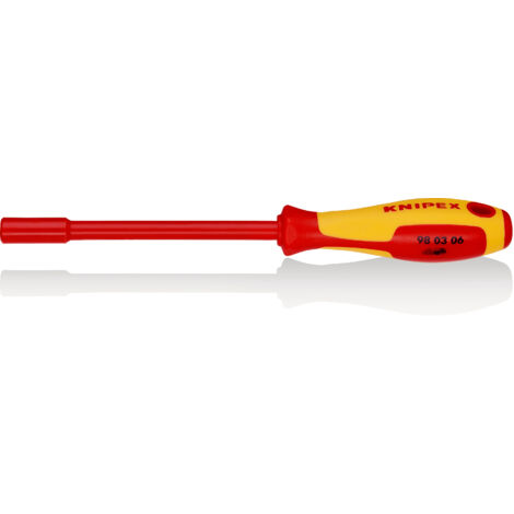 KNIPEX 98 03 06 Steckschlüssel mit Schraubendreher-Griff isoliert mit Mehrkomponenten-Hüllen, VDE-geprüft brüniert 232 mm