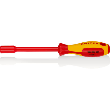 KNIPEX 98 03 10 Clé à douilles avec poignée de tournevis isolées par gaines bi-matière, certifiées VDE brunie 237 mm