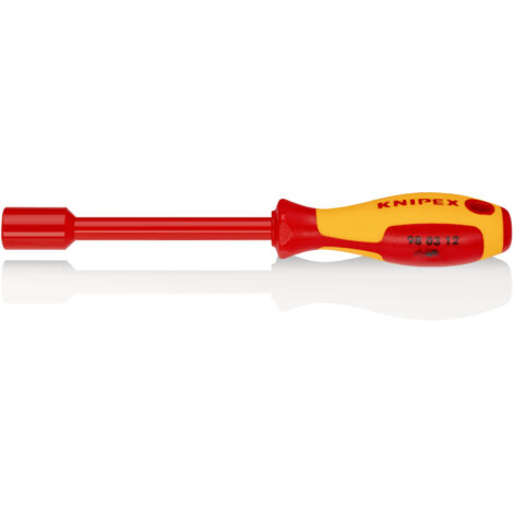 KNIPEX 98 03 12 Steckschlüssel mit Schraubendreher-Griff isoliert mit Mehrkomponenten-Hüllen, VDE-geprüft brüniert 237 mm