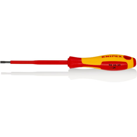 KNIPEX 98 20 35 Giraviti per elettricisti per viti con intaglio impugnatura isolante, in materiale bicomponente, collaudato VDE brunita 202 mm