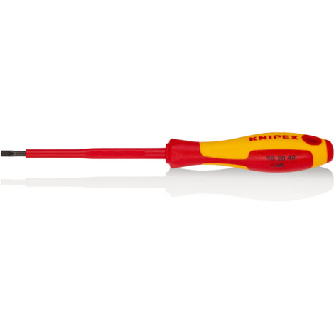KNIPEX 98 20 40 Destornilladores para tornillos planos mango aislante en dos componentes, según norma VDE Barnizados 202 mm