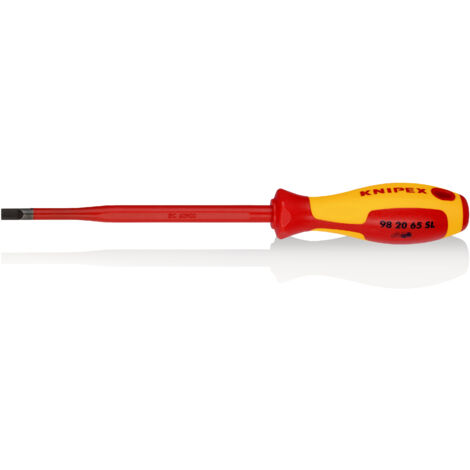 KNIPEX 98 20 65 SL Tournevis (Slim) pour vis à tête fendue poignée isolante bi-matière, certifiée VDE brunie 262 mm