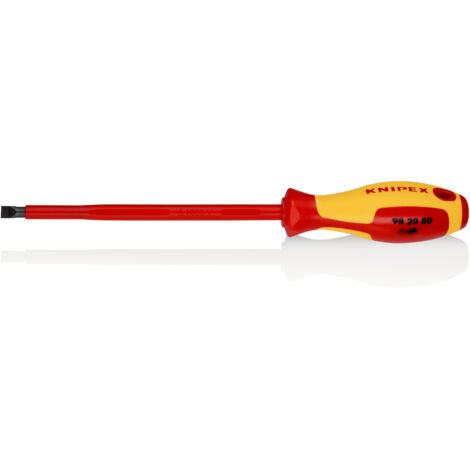 KNIPEX 98 20 80 Destornilladores para tornillos planos mango aislante en dos componentes, según norma VDE Barnizados 295 mm