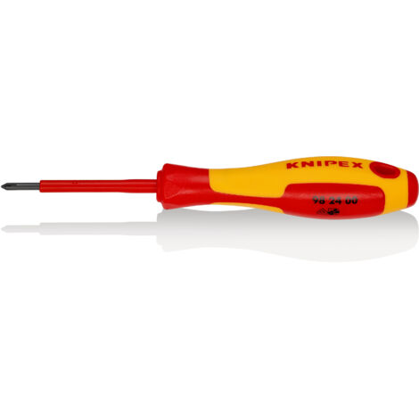 KNIPEX 98 24 00 Destornillador para tornillos cruciformes Phillips® mango aislante en dos componentes, según norma VDE Barnizados 162 mm