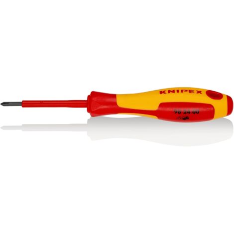 KNIPEX 98 24 00 Giravite per elettricisti per viti con impronta a croce Phillips® impugnatura isolante, in materiale bicomponente, collaudato VDE brunita 162 mm