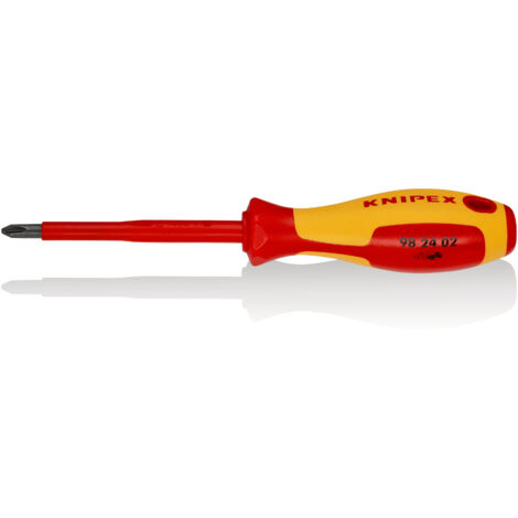 KNIPEX 98 24 02 Destornillador para tornillos cruciformes Phillips® mango aislante en dos componentes, según norma VDE Barnizados 212 mm