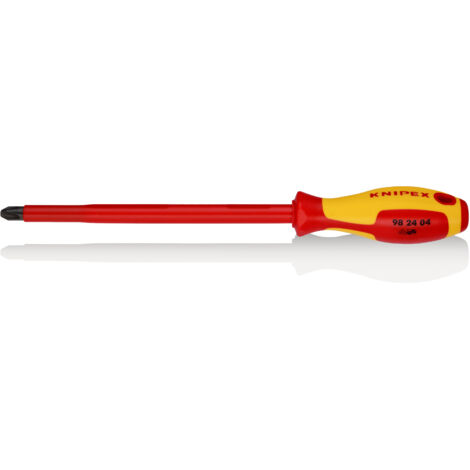 KNIPEX 98 24 04 Schraubendreher für Kreuzschlitzschrauben Phillips® isolierender Mehrkomponenten-Griff, VDE-geprüft brüniert 320 mm
