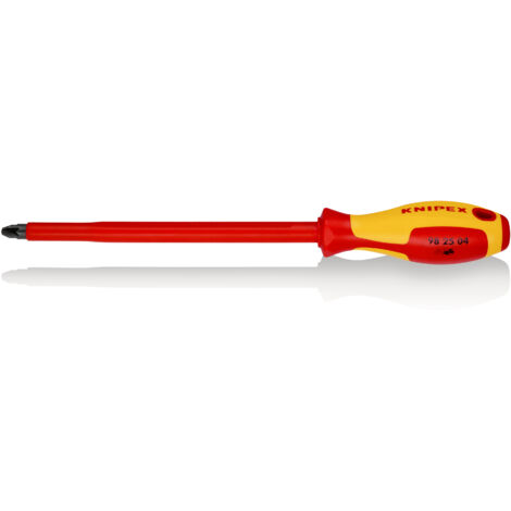 KNIPEX 98 25 04 Schraubendreher für Kreuzschlitzschrauben Pozidriv® isolierender Mehrkomponenten-Griff, VDE-geprüft brüniert 320 mm