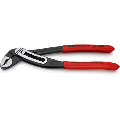 Knipex Alligator Pinza Regolabile per Tubi e Dadi Bonderizzata Nera, Rivestiti in Resina Sintetica Antiscivolo 180 Mm (Confezione Self-Service/Blister) 88 01 180 Sb
