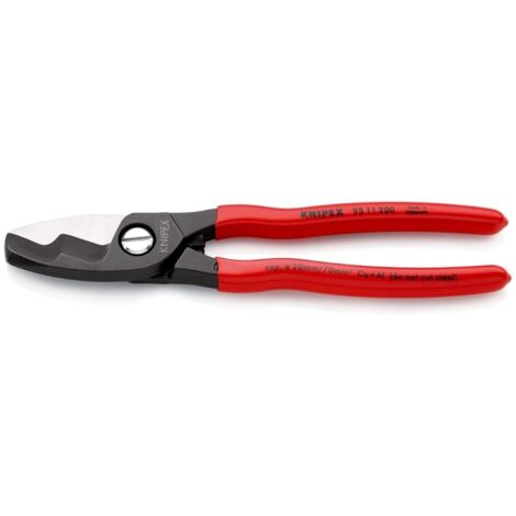 Knipex Cesoia per Cavi con Doppio Tagliente Brunita, Rivestiti in Resina Sintetica 200 Mm (Confezione Self-Service/Blister) 95 11 200 Sb