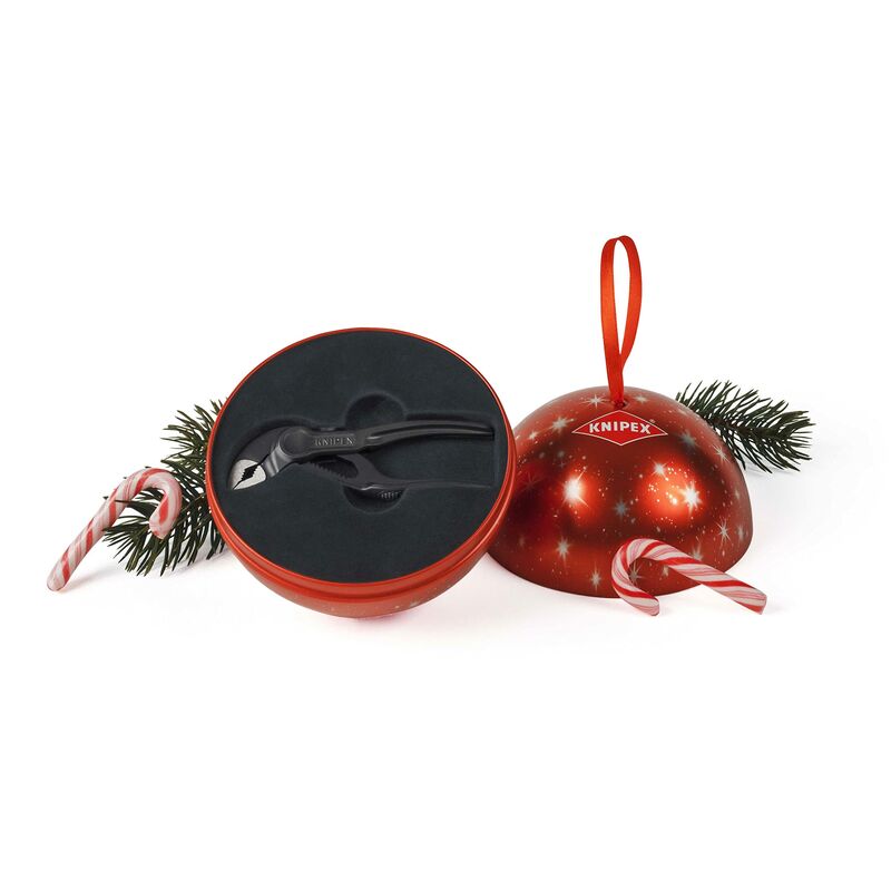 Image of Cobra® xs Originale idea regalo, la mini pinza regolabile per tubi e dadi in una scintillante palla di natale (87 00 100 xmas) - Knipex