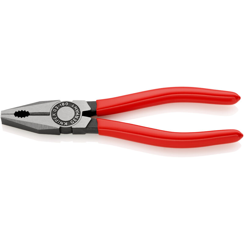 KNIPEX 03 01 180 SB Combination Pliers plastic coated black atramentized 180 mm