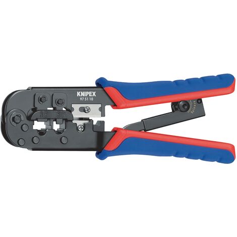 Crimpzange L.190mm f.6pol.Stecker brün. KNIPEX m.Ku.-Hüllen