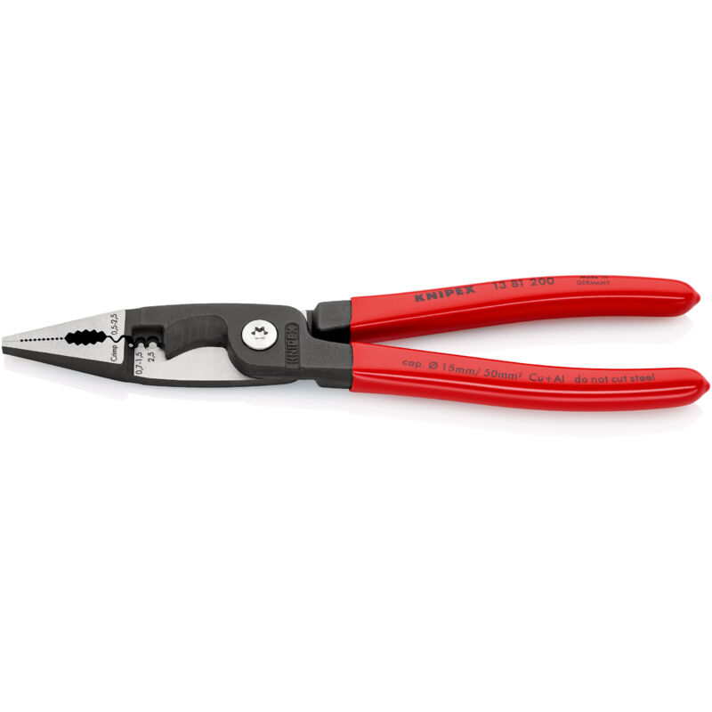 Image of KNIPEX 13 81 200 SB Elektro-Installationszange mit Kunststoff überzogen schwarz atramentiert 200 mm