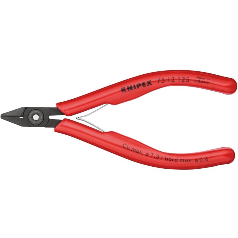 Image of KNIPEX 75 12 125 Elektronik-Seitenschneider mit Kunststoff-Hüllen brüniert 125 mm