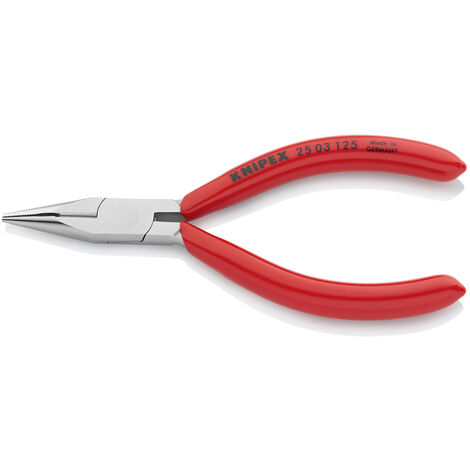 Knipex Flachrundzange mit Schneide (Radiozange) verchromt, mit Kunststoff überzogen 125 mm 25 03 125