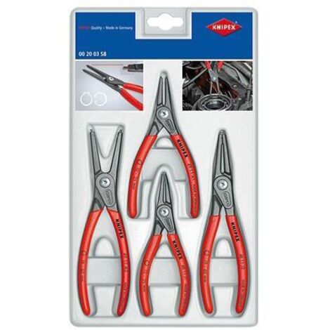 Knipex – Jeu de 4 pinces à circlips – Acier à ressort comprimé – Manches anti-glissants – Pour diamètres de 10 à 60 mm