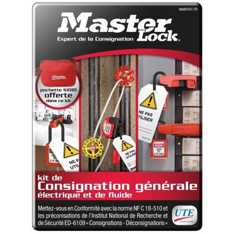 Knipex – Kit de consignation générale électrique et fluides – 2 cadenas isolants – 1 câble ajustable 1,80m – 1 bloque-disjoncteur grande taille