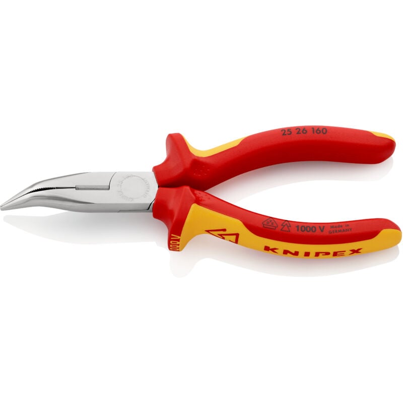 KNIPEX 25 26 160 Pinza per meccanica - con becchi mezzotondi con tronchese (pinza per radiotecnici) isolati con manici rivestiti in materiale