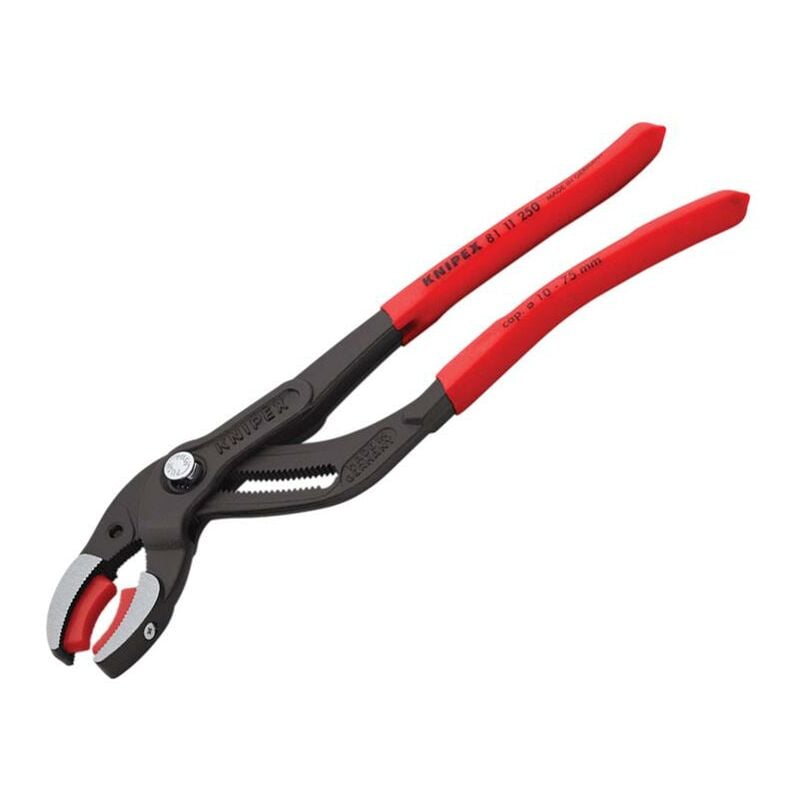 Knipex 81 11 250 SB Plastic Pipe Grip Pliers Plastic Jaws Black 250mm - 75mm Capacity KPX8111250