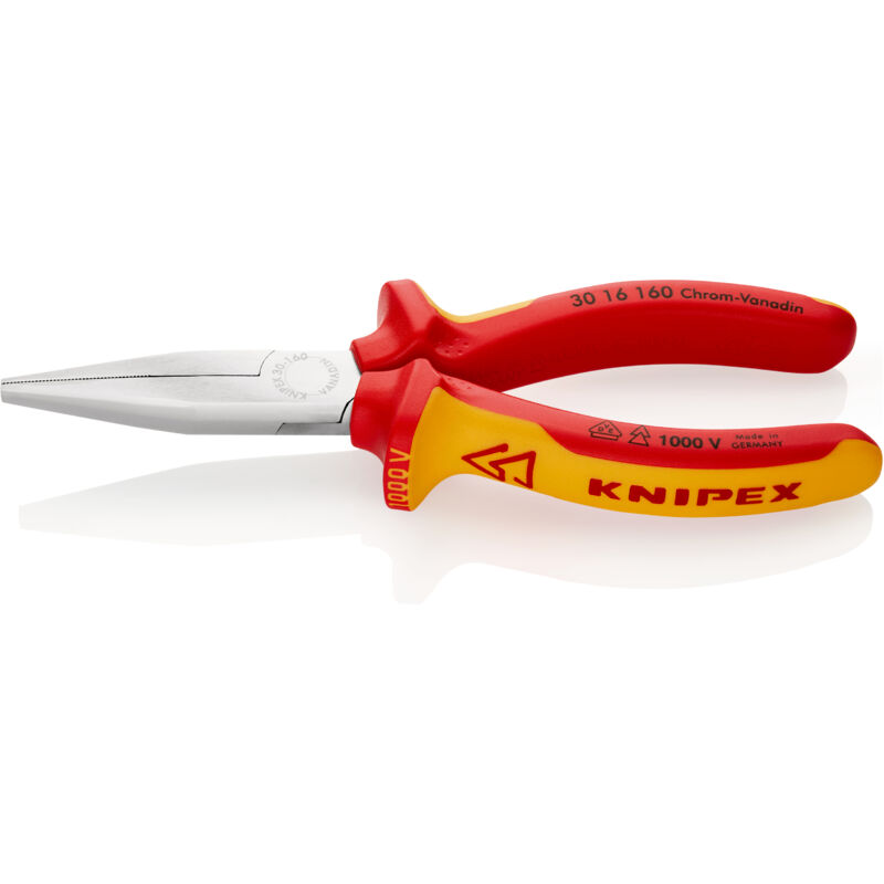 Image of KNIPEX 30 16 160 SB Langbeckzange isoliert mit Mehrkomponenten-Hüllen, VDE-geprüft verchromt 160 mm