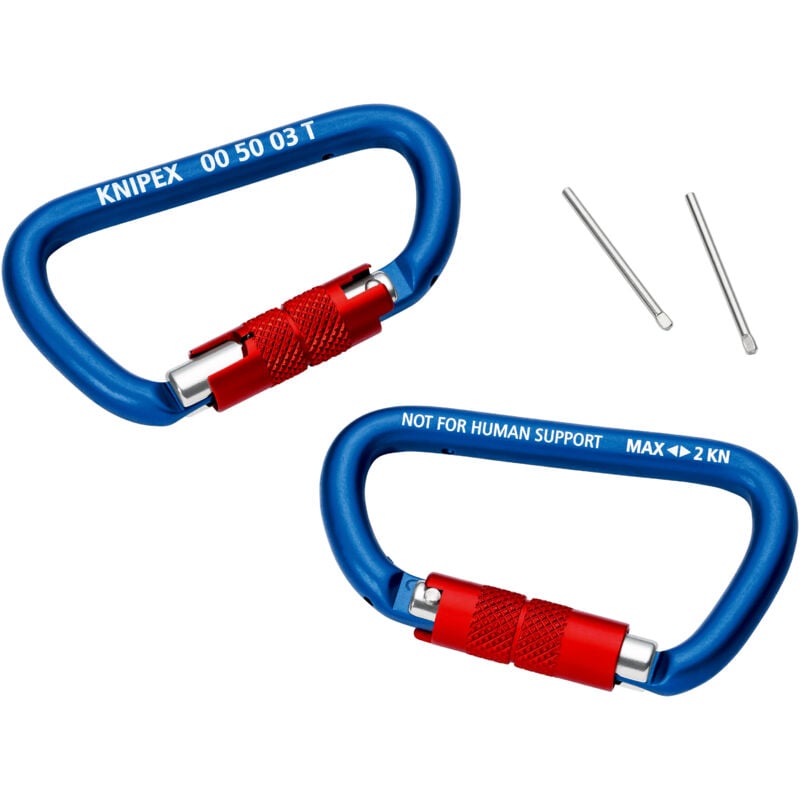 Knipex - 00 50 03 t bk Mousqueton 2 pièces 82 mm (carte LS/blister)