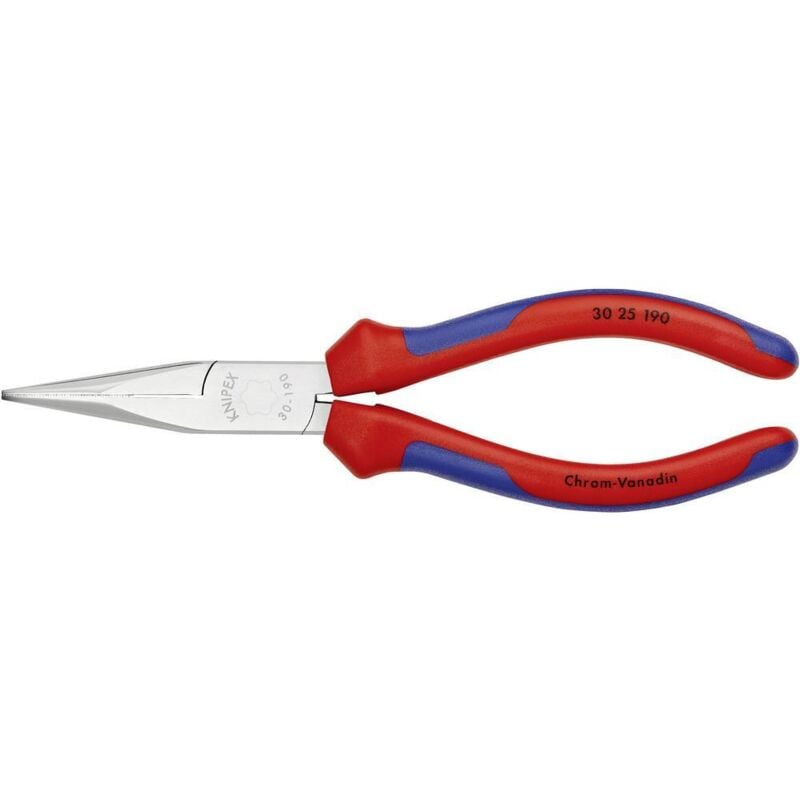 Knipex - 30 25 190 pour l'atelier Pince plate à becs ronds droite Acier magnétique Chrome-Vanadium 190 mm