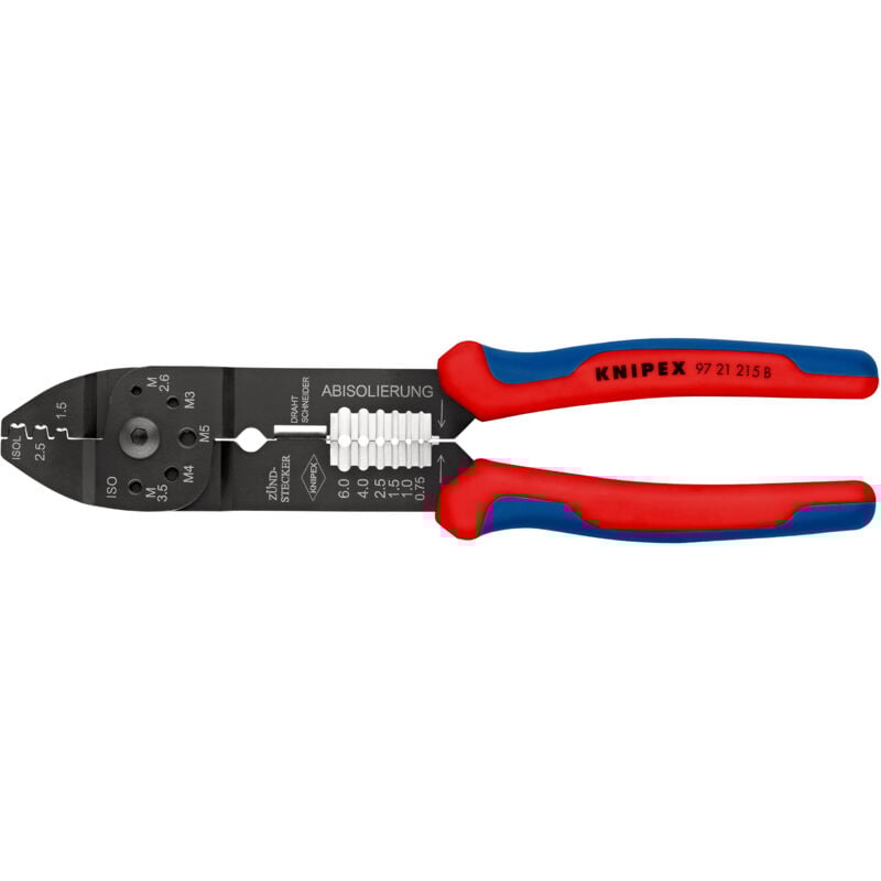 Knipex - 97 21 215 b sb Pince à sertir avec gaines bi-matière noire laquée 230 mm (carte LS/blister)
