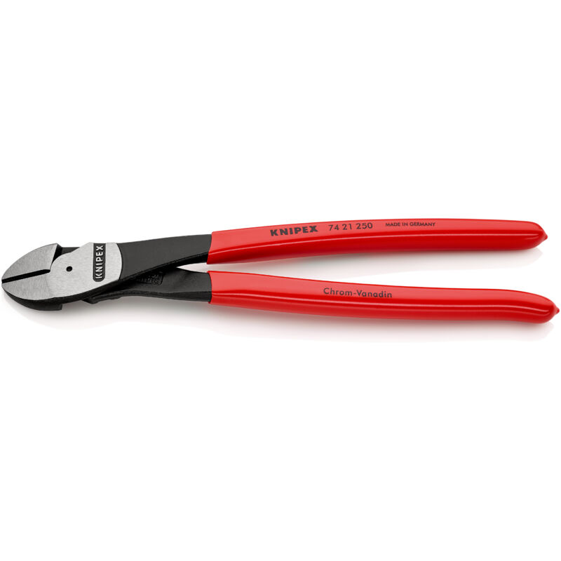 Knipex - 74 21 250 Pince coupante de côté à forte démultiplication gainées en plastique noire atramentisée 250 mm