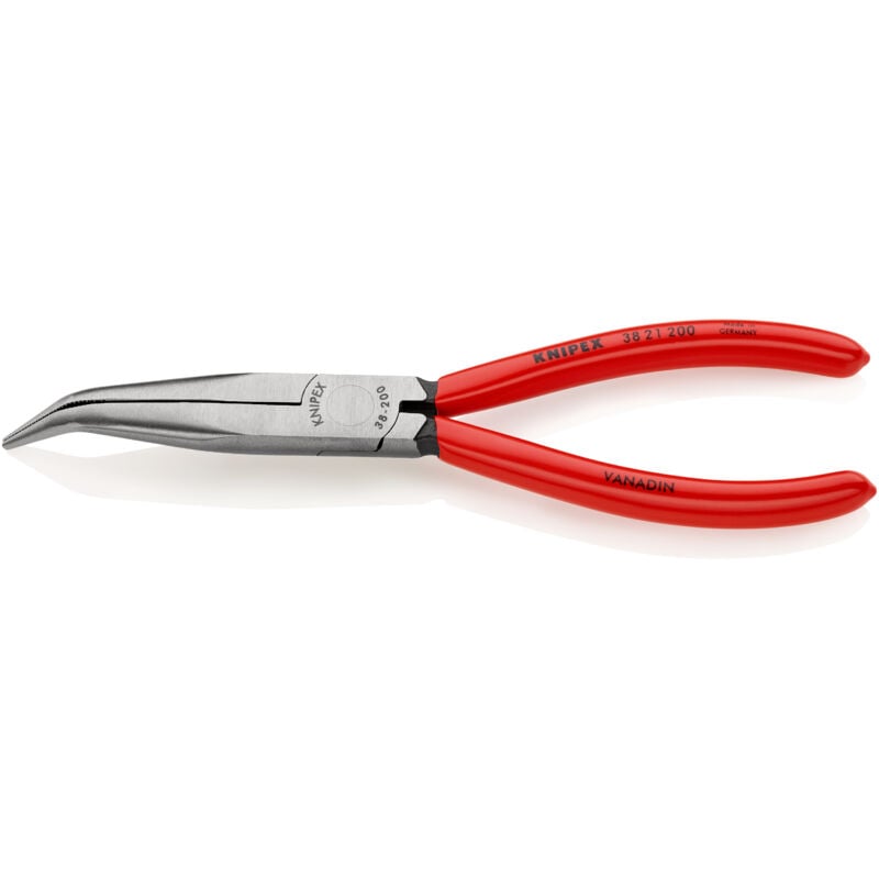 Knipex - 38 21 200 pour l'électronique et la mécanique de précision Pince plate à becs ronds coudée à 40° Acier électriqu