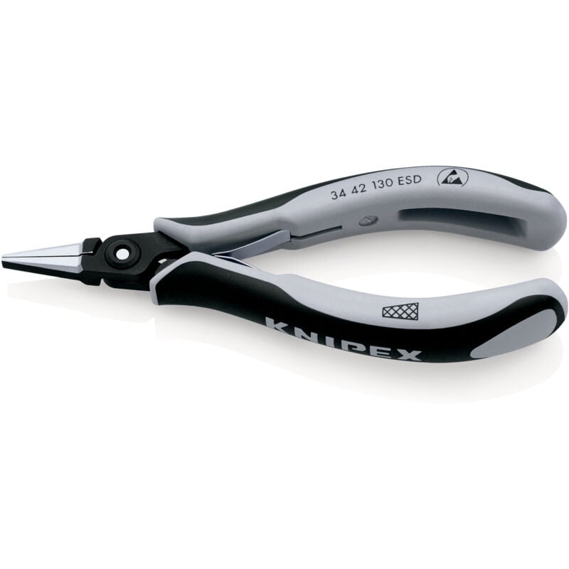 34 42 130 esd antistatique (esd) Pince à becs plats Acier Chrome-Vanadium pour roulement à billes 130 mm - Knipex