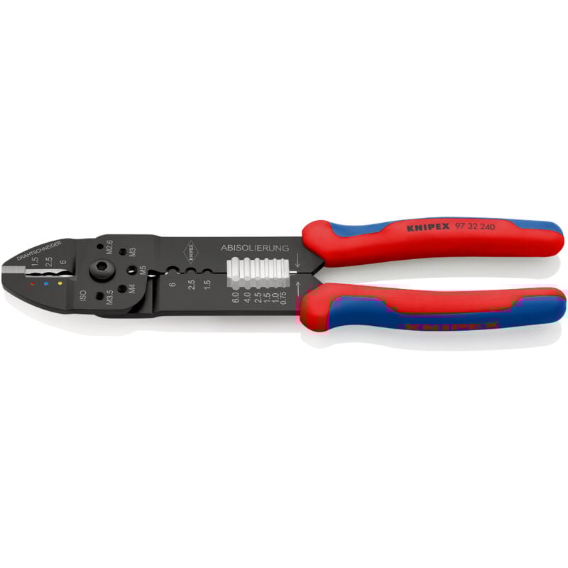 Knipex - 97 32 240 sb Pince à sertir avec gaines bi-matière noire laquée 240 mm (carte LS/blister)