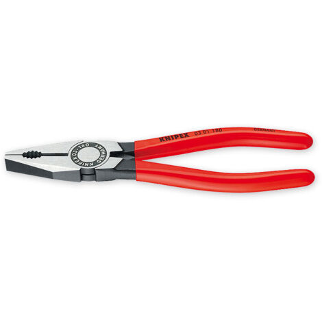 Knipex – Pince universelle 180 mm – Tranchants longs trempés par induction – Acier à outil spécial – Pour câbles épais et fils durs