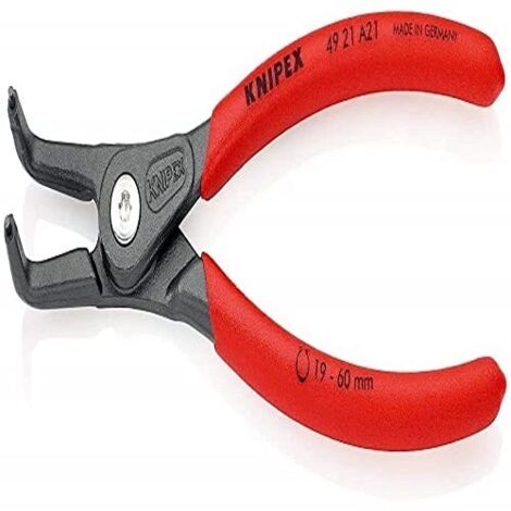 Knipex Pinza di Precisione per Anelli di Sicurezza per Anelli di Sicurezza Esterni Su Alberi Bonderizzata Grigia, Rivestiti in Resina Sintetica Antiscivolo 165 Mm 49 21 A21