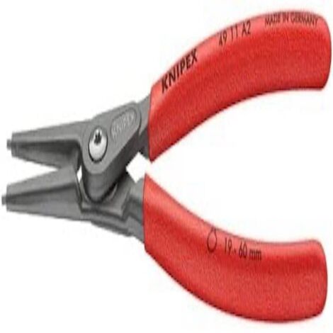 Knipex Pinza di Precisione per Anelli di Sicurezza per Anelli di Sicurezza Esterni Su Alberi Bonderizzata Grigia, Rivestiti in Resina Sintetica Antiscivolo 180 Mm 49 11 A2
