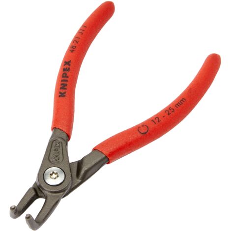 Knipex Pinza di Precisione per Anelli di Sicurezza per Anelli di Sicurezza Interni a Fori Bonderizzata Grigia, Rivestiti in Resina Sintetica Antiscivolo 130 Mm 48 21 J11