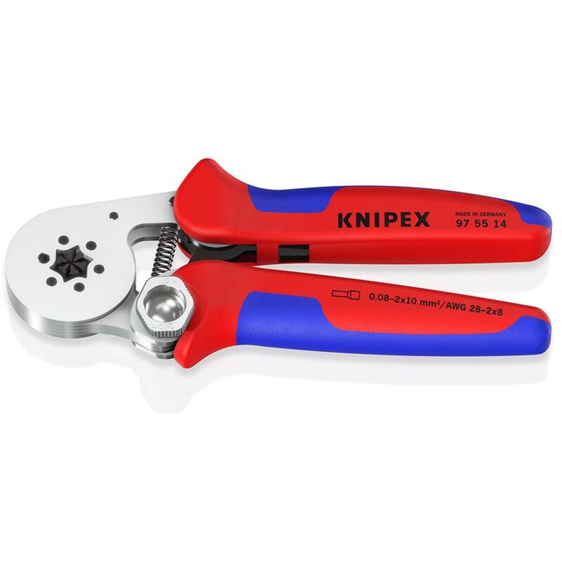KNIPEX 97 55 14 SB Pinza per terminali a bussola, con regolazione automatica per crimpaggio laterale con manici multicomponente cromata 180 mm
